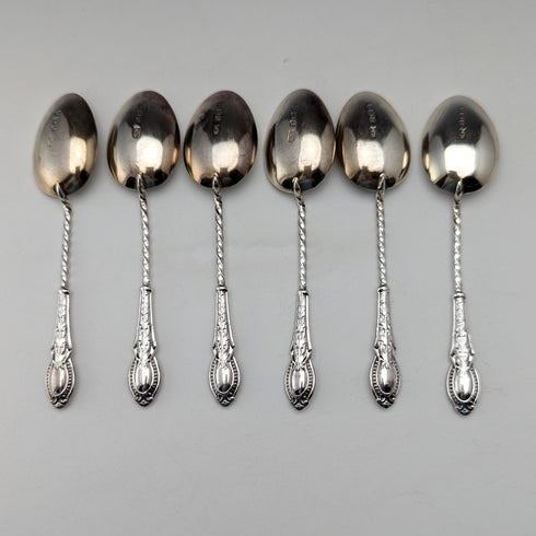 1908 年英國古董純銀茶匙 6 件套裝在 Case William Devenport 中